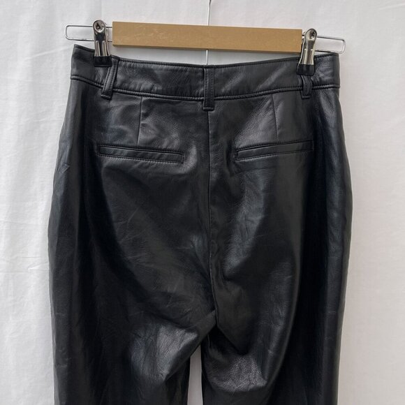 Babaton Command Cropped Pants Trouser‎ Mid-rise Vegan Leather Black Women 4 NWOT - Picture 12 of 13